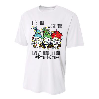 Its Fine Were Fine Gnome Prek Teacher Christmas Light Performance Sprint T-Shirt