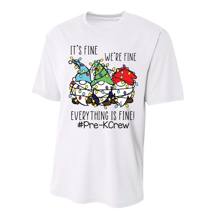 Its Fine Were Fine Gnome Prek Teacher Christmas Light Performance Sprint T-Shirt