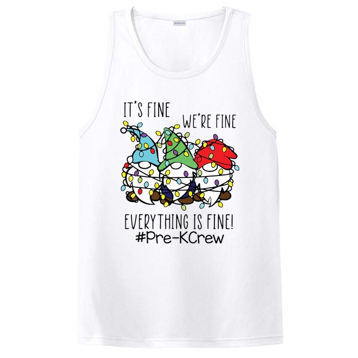 Its Fine Were Fine Gnome Prek Teacher Christmas Light PosiCharge Competitor Tank