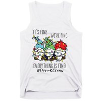 Its Fine Were Fine Gnome Prek Teacher Christmas Light Tank Top