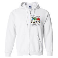 Its Fine Were Fine Gnome Prek Teacher Christmas Light Full Zip Hoodie