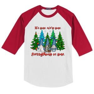 ItS Fine WeRe Fine Everything Is Fine Gnomes Christmas Kids Colorblock Raglan Jersey