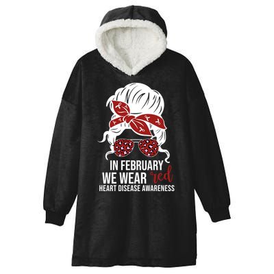 In February We Wear Red Chd Heart Disease Awareness Hooded Wearable Blanket