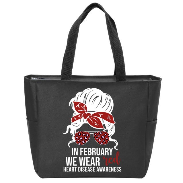 In February We Wear Red Chd Heart Disease Awareness Zip Tote Bag