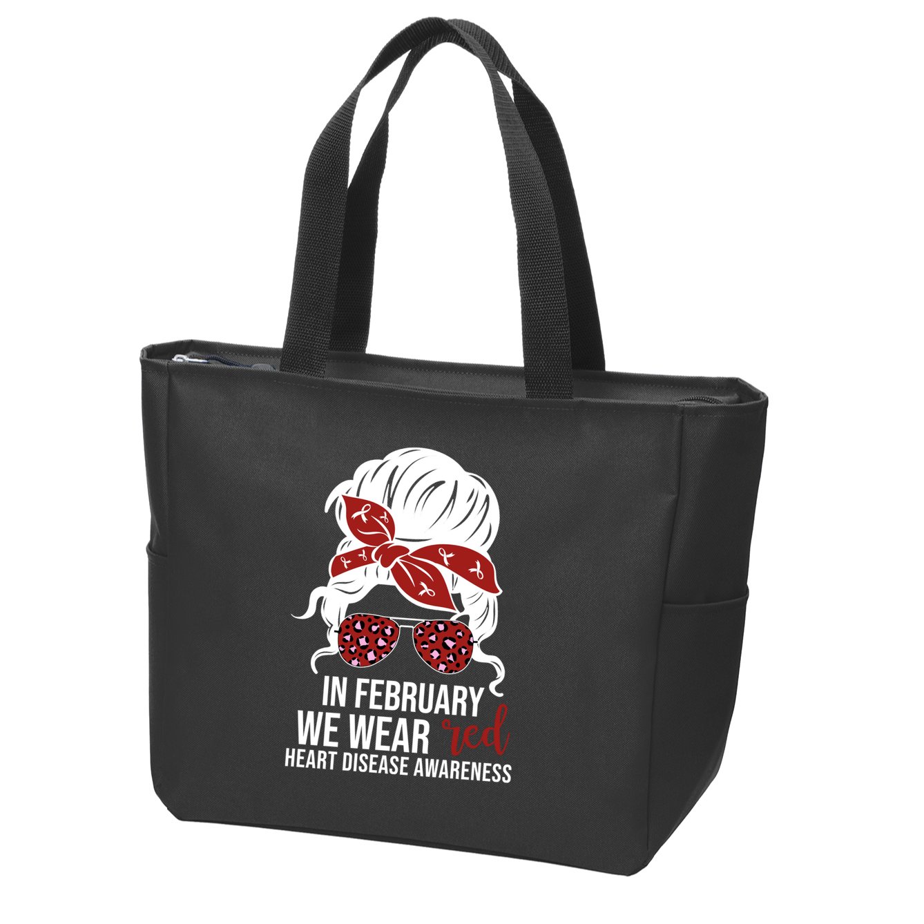 In February We Wear Red Chd Heart Disease Awareness Zip Tote Bag