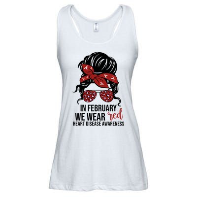 In February We Wear Red Chd Heart Disease Awareness Ladies Essential Flowy Tank