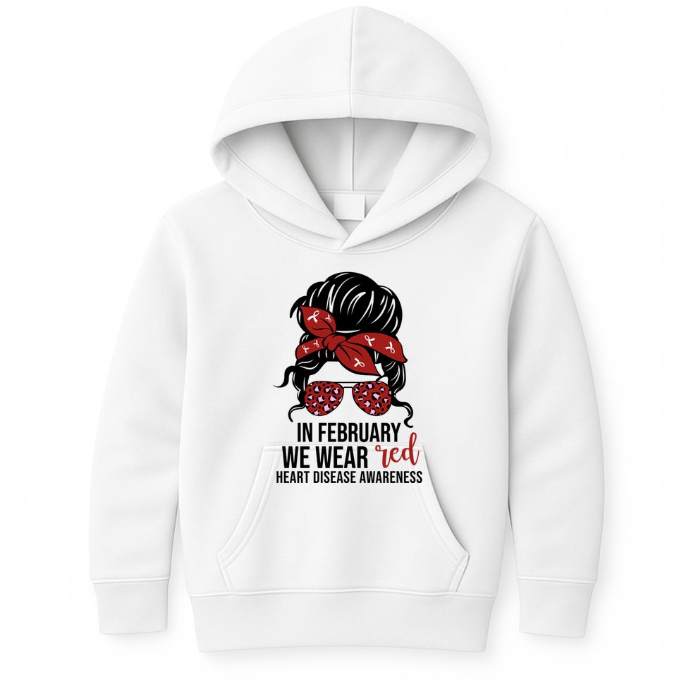 In February We Wear Red Chd Heart Disease Awareness Kids Hoodie