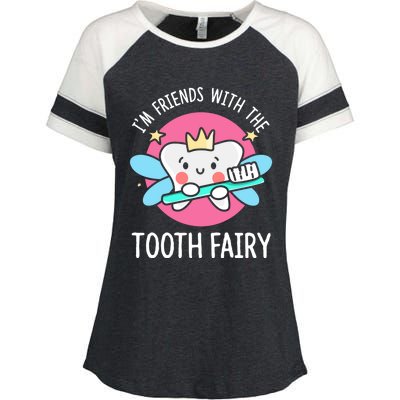 Im Friends With The Tooth Fairy Tooth Teeth Gift Enza Ladies Jersey Colorblock Tee