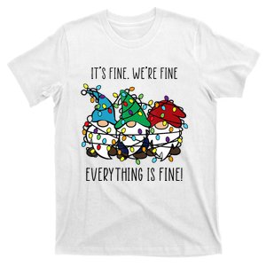 ItS Fine WeRe Fine Everything Is Fine Gnome Teacher Xmas T-Shirt