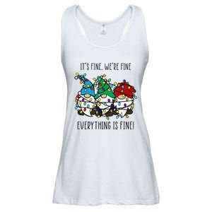 ItS Fine WeRe Fine Everything Is Fine Gnome Teacher Xmas Ladies Essential Flowy Tank