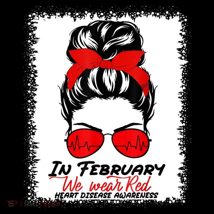 In February We Wear Red Messy Bun Heart Disease Awareness 16 in Basic Backpack
