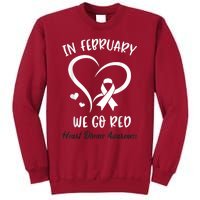 In February We Go Red American Heart Disease Awareness Tall Sweatshirt