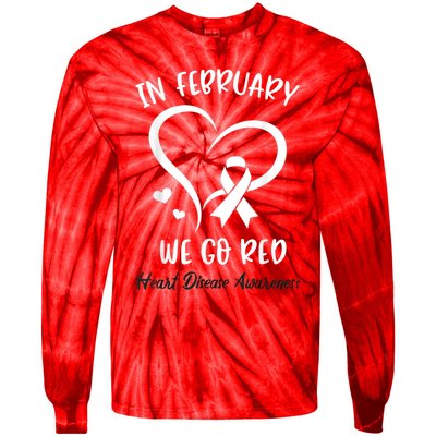 In February We Go Red American Heart Disease Awareness Tie-Dye Long Sleeve Shirt