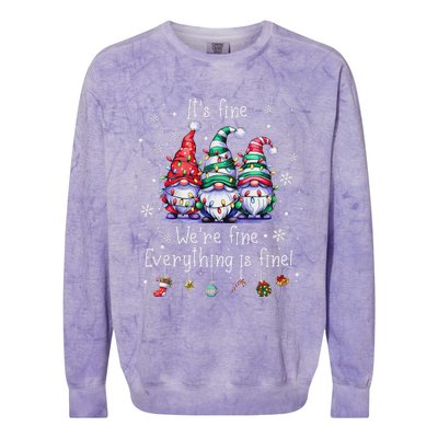 ItS Fine WeRe Fine Everything Is Fine Gnome Teacher Xmas Colorblast Crewneck Sweatshirt