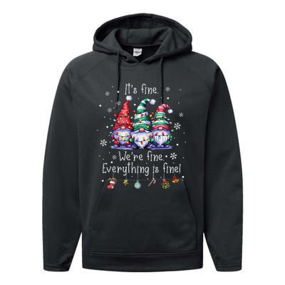 ItS Fine WeRe Fine Everything Is Fine Gnome Teacher Xmas Performance Fleece Hoodie