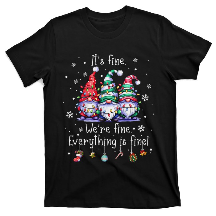 ItS Fine WeRe Fine Everything Is Fine Gnome Teacher Xmas T-Shirt