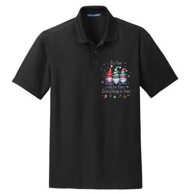 ItS Fine WeRe Fine Everything Is Fine Gnome Teacher Xmas Dry Zone Grid Polo