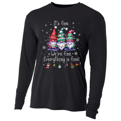 ItS Fine WeRe Fine Everything Is Fine Gnome Teacher Xmas Cooling Performance Long Sleeve Crew