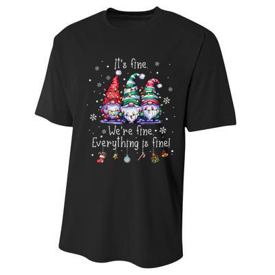 ItS Fine WeRe Fine Everything Is Fine Gnome Teacher Xmas Performance Sprint T-Shirt