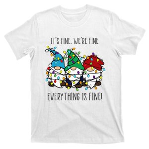 It's Fine We're Fine Everything Is Fine Gnomes Christmas T-Shirt