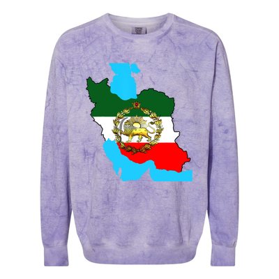 Iran Flag With A Golden Lion Colorblast Crewneck Sweatshirt