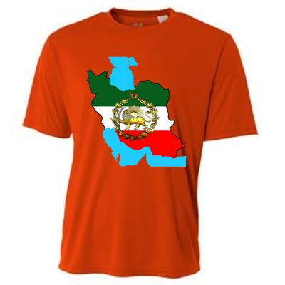 Iran Flag With A Golden Lion Cooling Performance Crew T-Shirt