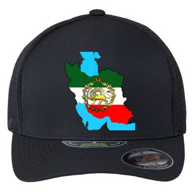 Iran Flag With A Golden Lion Flexfit Unipanel Trucker Cap