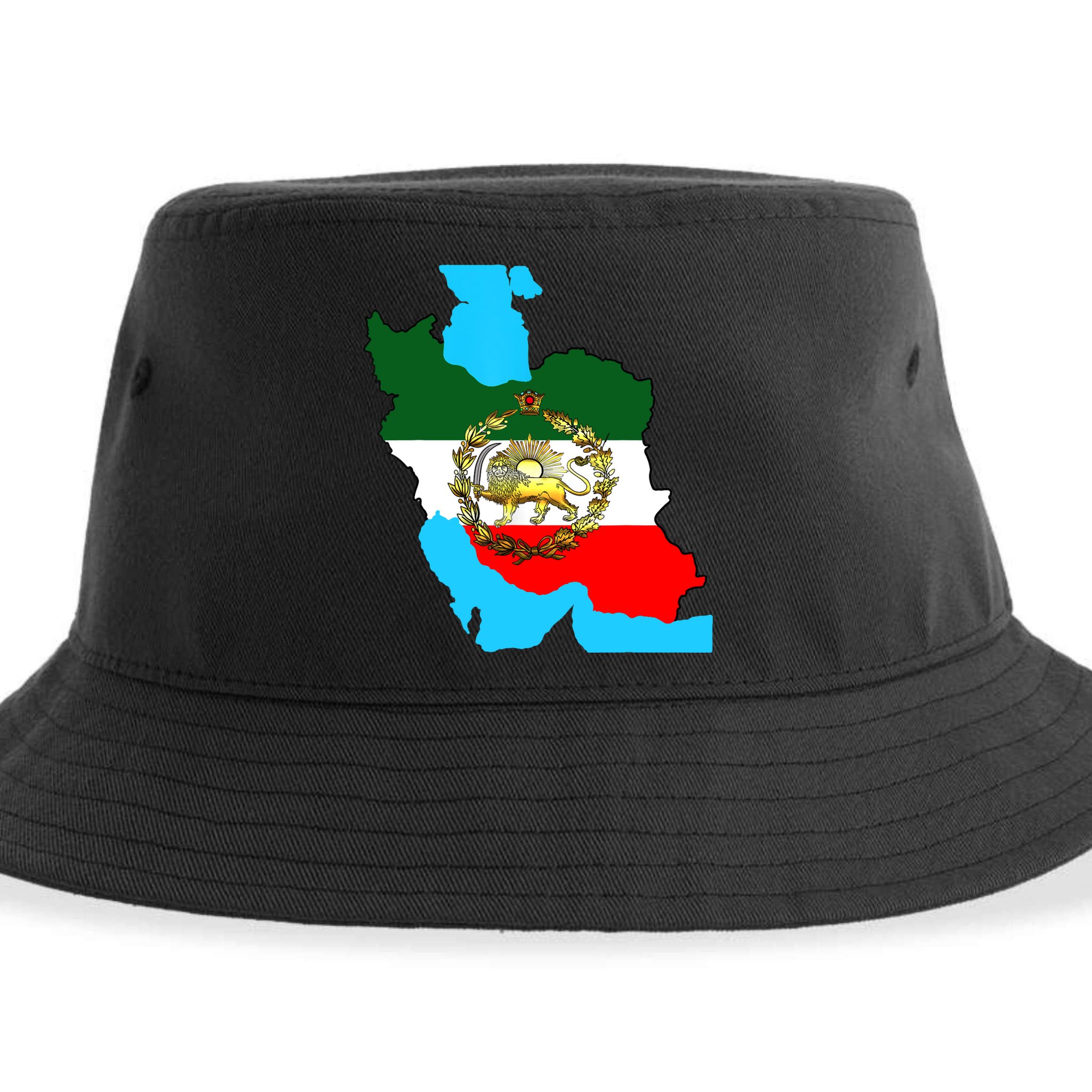 Iran Flag With A Golden Lion Sustainable Bucket Hat