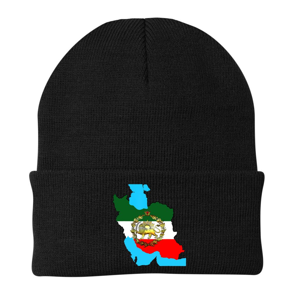 Iran Flag With A Golden Lion Beanie