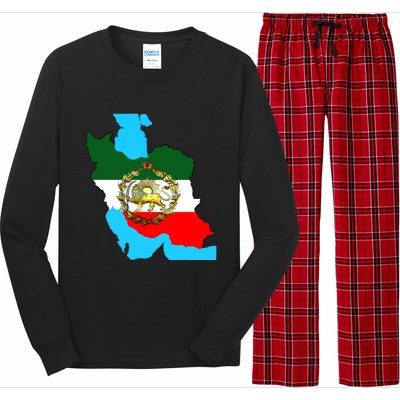 Iran Flag With A Golden Lion Long Sleeve Pajama Set