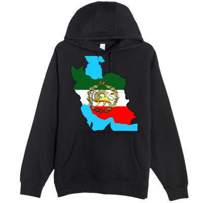 Iran Flag With A Golden Lion Premium Pullover Hoodie