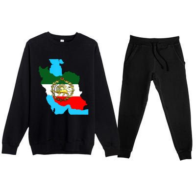 Iran Flag With A Golden Lion Premium Crewneck Sweatsuit Set