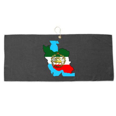 Iran Flag With A Golden Lion Large Microfiber Waffle Golf Towel