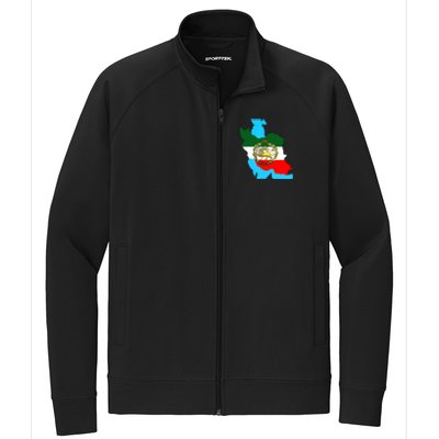 Iran Flag With A Golden Lion Stretch Full-Zip Cadet Jacket