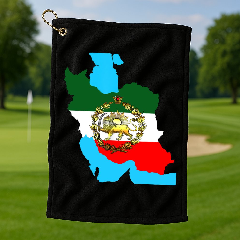 Iran Flag With A Golden Lion Golf Towel
