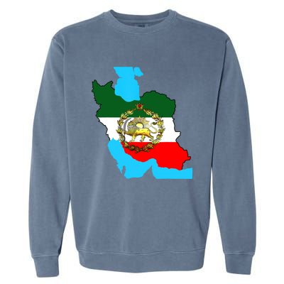 Iran Flag With A Golden Lion Garment-Dyed Sweatshirt