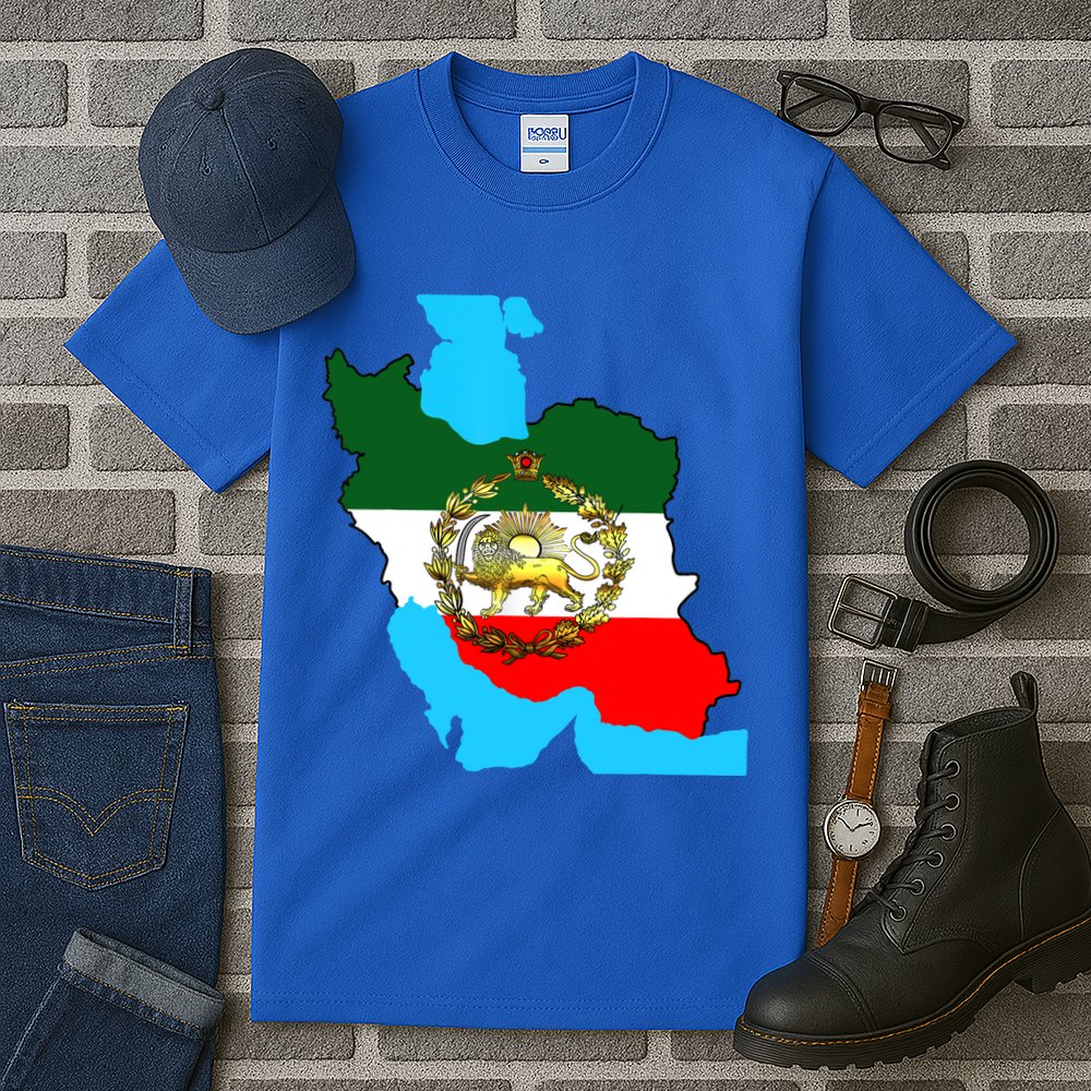 Iran Flag With A Golden Lion Tall T-Shirt