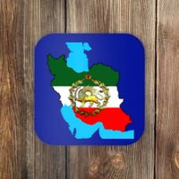 Iran Flag With A Golden Lion Coaster