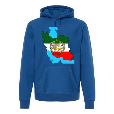 Iran Flag With A Golden Lion Premium Hoodie