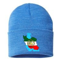 Iran Flag With A Golden Lion Sustainable Knit Beanie