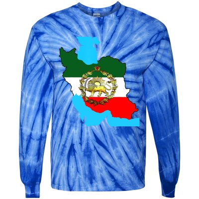 Iran Flag With A Golden Lion Tie-Dye Long Sleeve Shirt