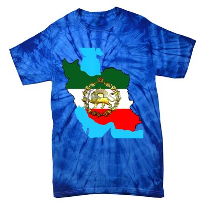 Iran Flag With A Golden Lion Tie-Dye T-Shirt