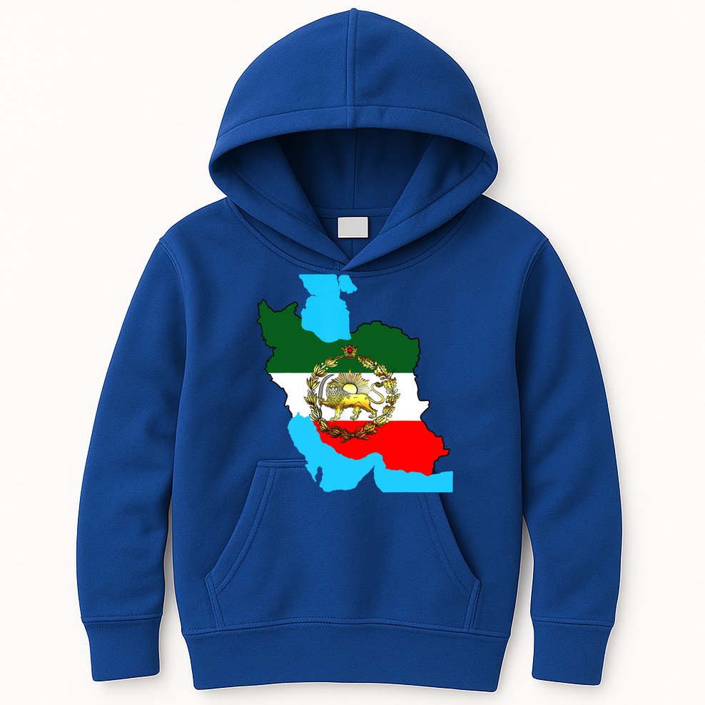 Iran Flag With A Golden Lion Kids Hoodie