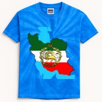 Iran Flag With A Golden Lion Kids Tie-Dye T-Shirt