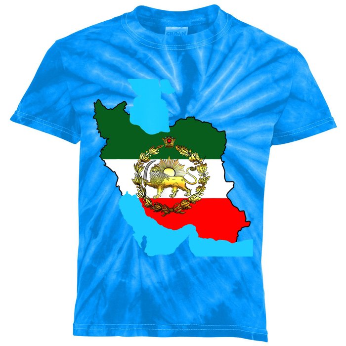 Iran Flag With A Golden Lion Kids Tie-Dye T-Shirt