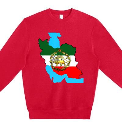 Iran Flag With A Golden Lion Premium Crewneck Sweatshirt