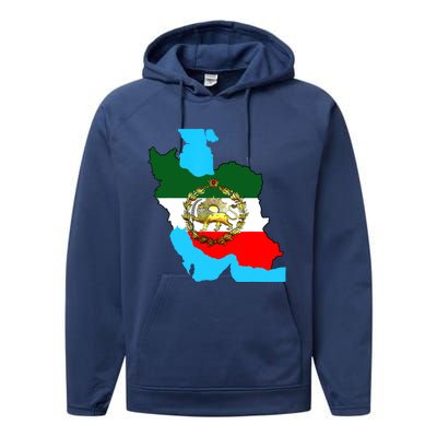 Iran Flag With A Golden Lion Performance Fleece Hoodie