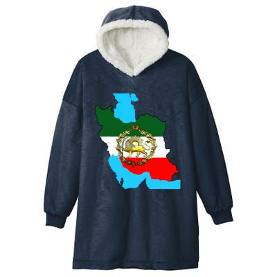 Iran Flag With A Golden Lion Hooded Wearable Blanket