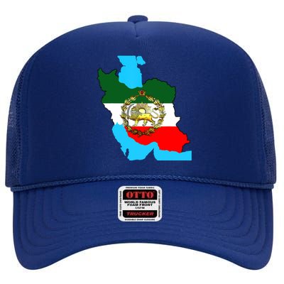 Iran Flag With A Golden Lion High Crown Mesh Back Trucker Hat