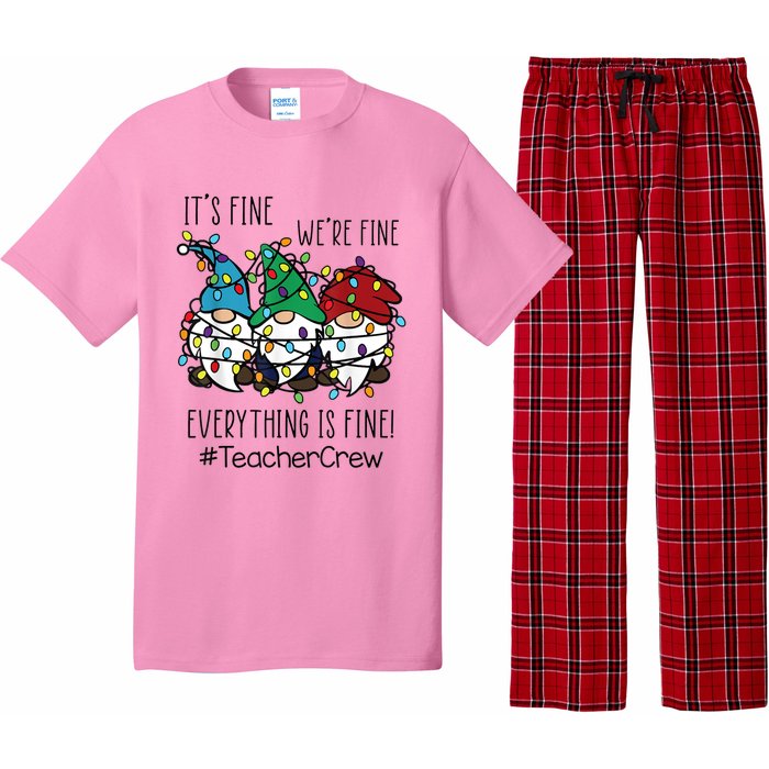 It's Fine We're Fine Everything Is Fine Gnome Teacher Crew Pajama Set